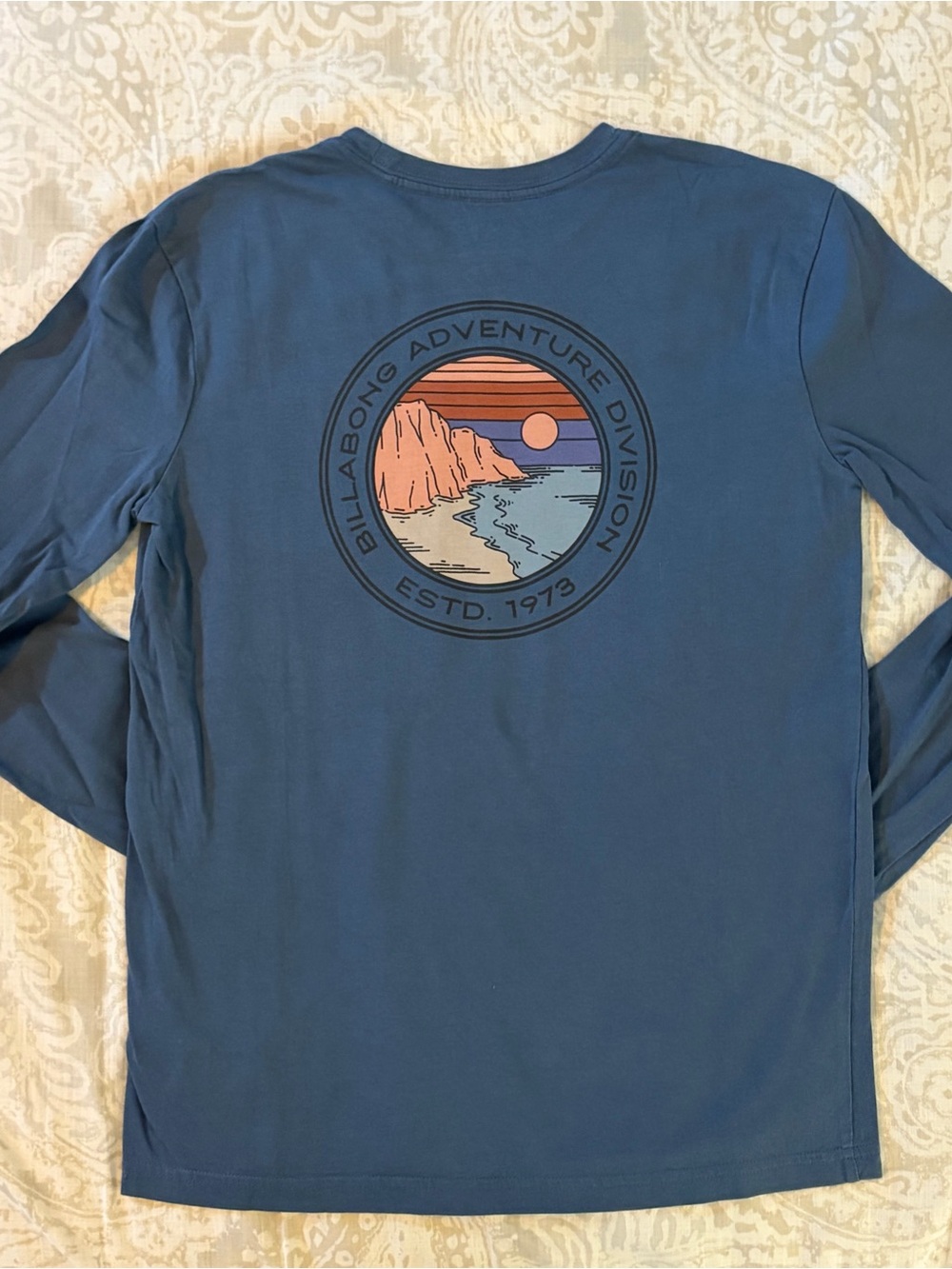 Billabong Blue Long Sleeve Adventure Graphic Tee 100% cotton